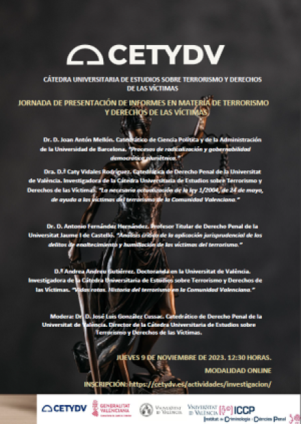 Imagen informativa de JORNADA DE PRESENTACIÓN DE INFORMES EN MATERIA DE TERRORISMO Y DERECHOS DE LAS VÍCTIMAS